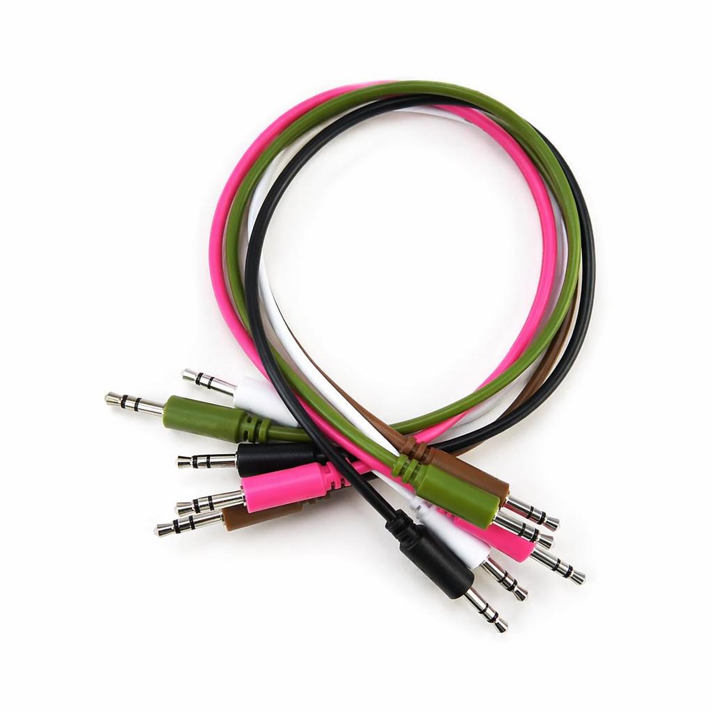 [LAMBDA] Modular Synthesizer Patch Cable Set (White, Black, Brown, Moss Green, Pink) (30cm)
