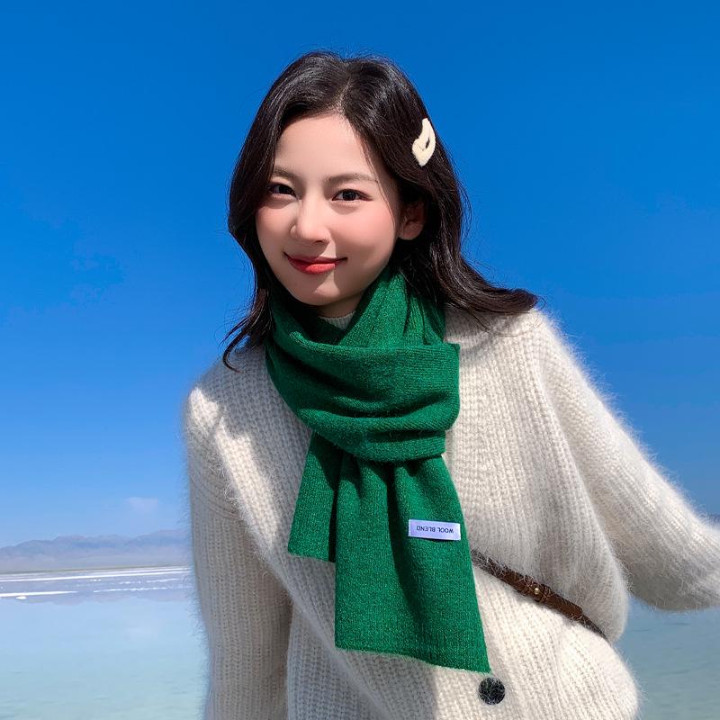 Hiver 2025 Écharpe Rouge en Laine Tricotée Haut de Gamme pour Femmes Style Coréen