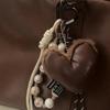 Y2k Leather Love Keychain Stuffed Korean Charm Rope Keyring Plush Heart Bag Pendant  Birthday Gift