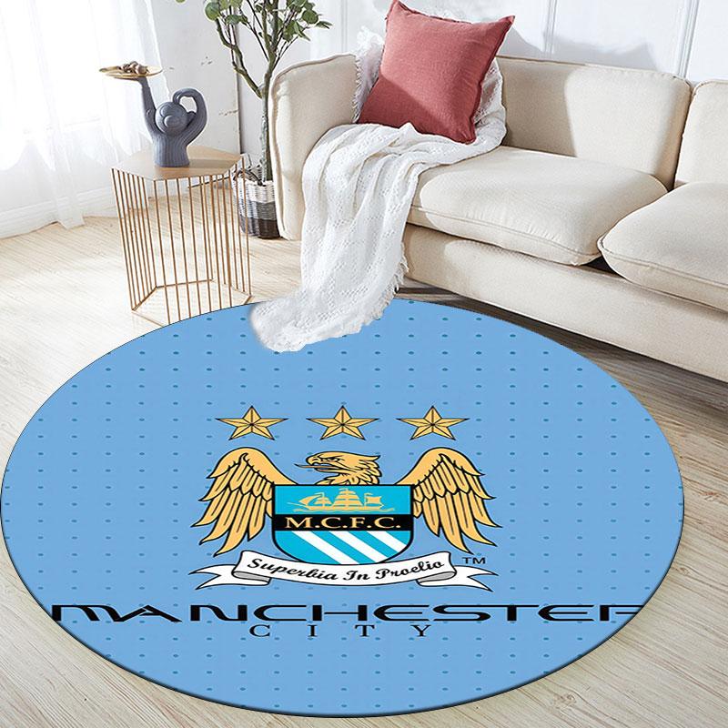 MCFC Pattern Round rug,Carpet Rug for Living Room Bedroom Playroom ,Non-slip Floor Mat,Holiday Gifts and Birthday Gifts.