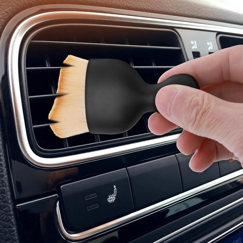 2 Pack Car Interior Cleaning Soft Brushes (Black) - Scratch free, car cleaning brush dusting soft bristles, dashboard air outlet gap dusting brush, fo