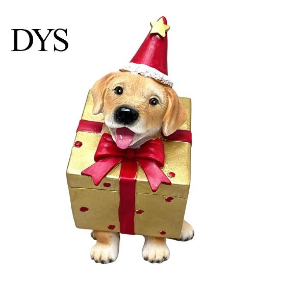 Christmas Dog Ornaments Figurine, Resin Puppy Statue in Tree & Gift Desktop Holiday Ornament Box Costume, Festive Mantel Decor, Xmas for Lovers Small