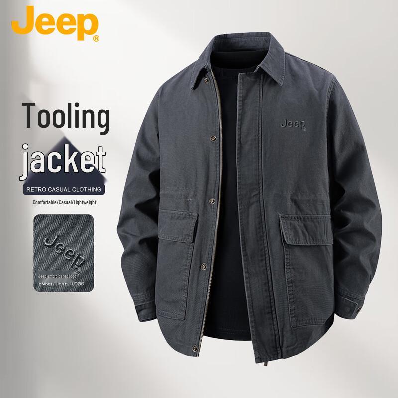 

JEEP Men s Loose Fit Distressed Denim Jacket 3XL
