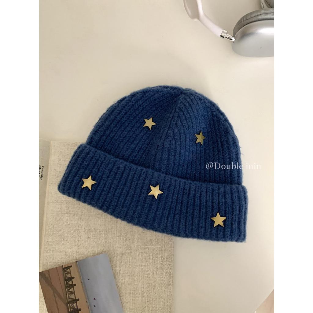 Ruth Hat Women's Winter Fashion Three-dimensional Star Knitted Wool Hat Women's Warm Pile Headhat Flap Cold Hat