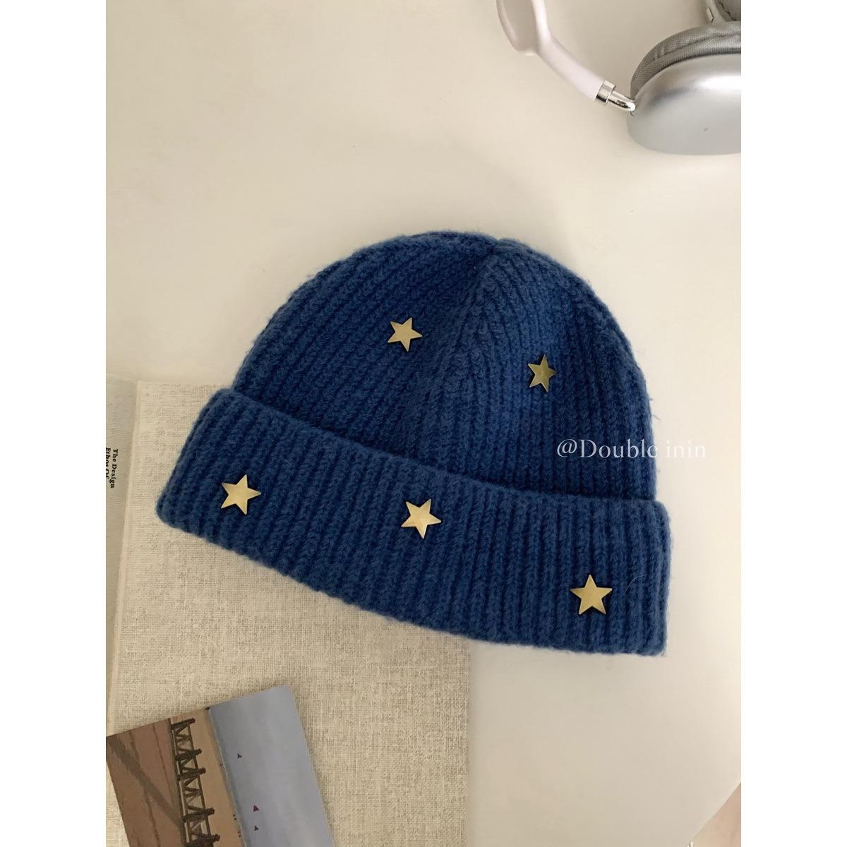 Ruth Hat Women s Winter Fashion Three-dimensional Star Knitted Wool Hat Women s Warm Pile Headhat Flap Cold Hat Hat circumference: 54-60cm