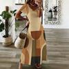 Women Plus Size V Neck Short Sleeve Geometric Printed Straight Long Dress