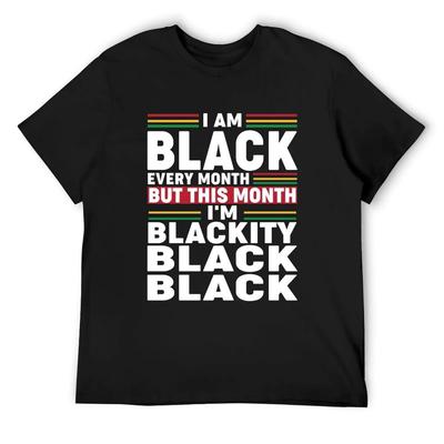 I Am Black Every Month But This Month I'm Blackity Black T-Shirt Boys Animal Print Blue Lock Mens Graphic T-shirts Big and Tall