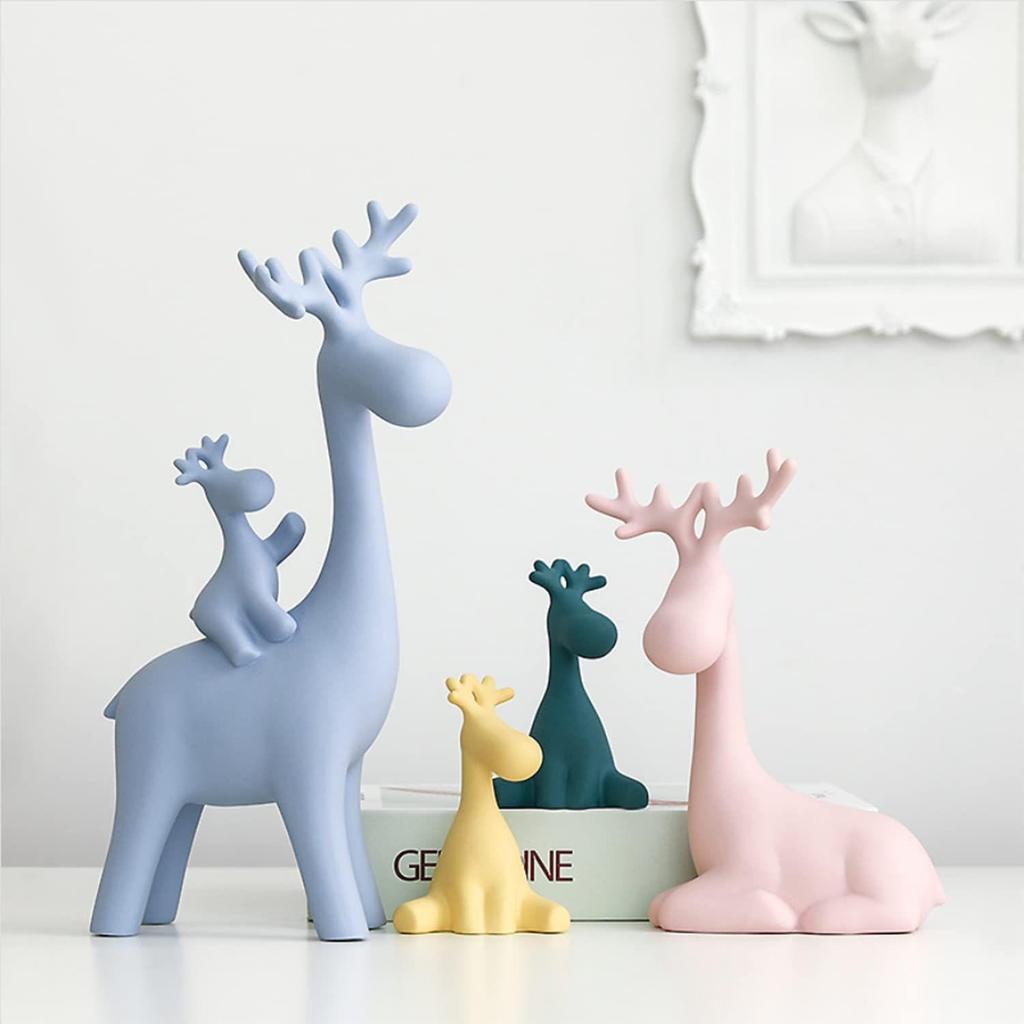 Reinfamilie-statue for hjemmedekor | Resin-figursett (Pakke med 4 stk.,)