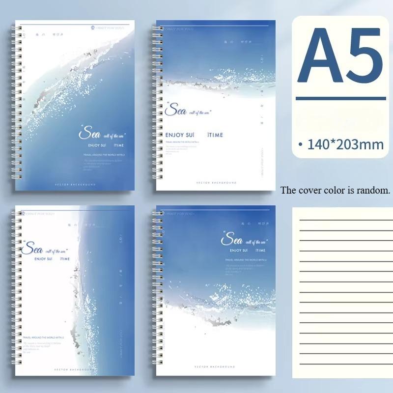 1pc A5 Cartoon Line Coil Notebook Hard Cover Kawaii Korean Stationery School Supplies for Students Back To School