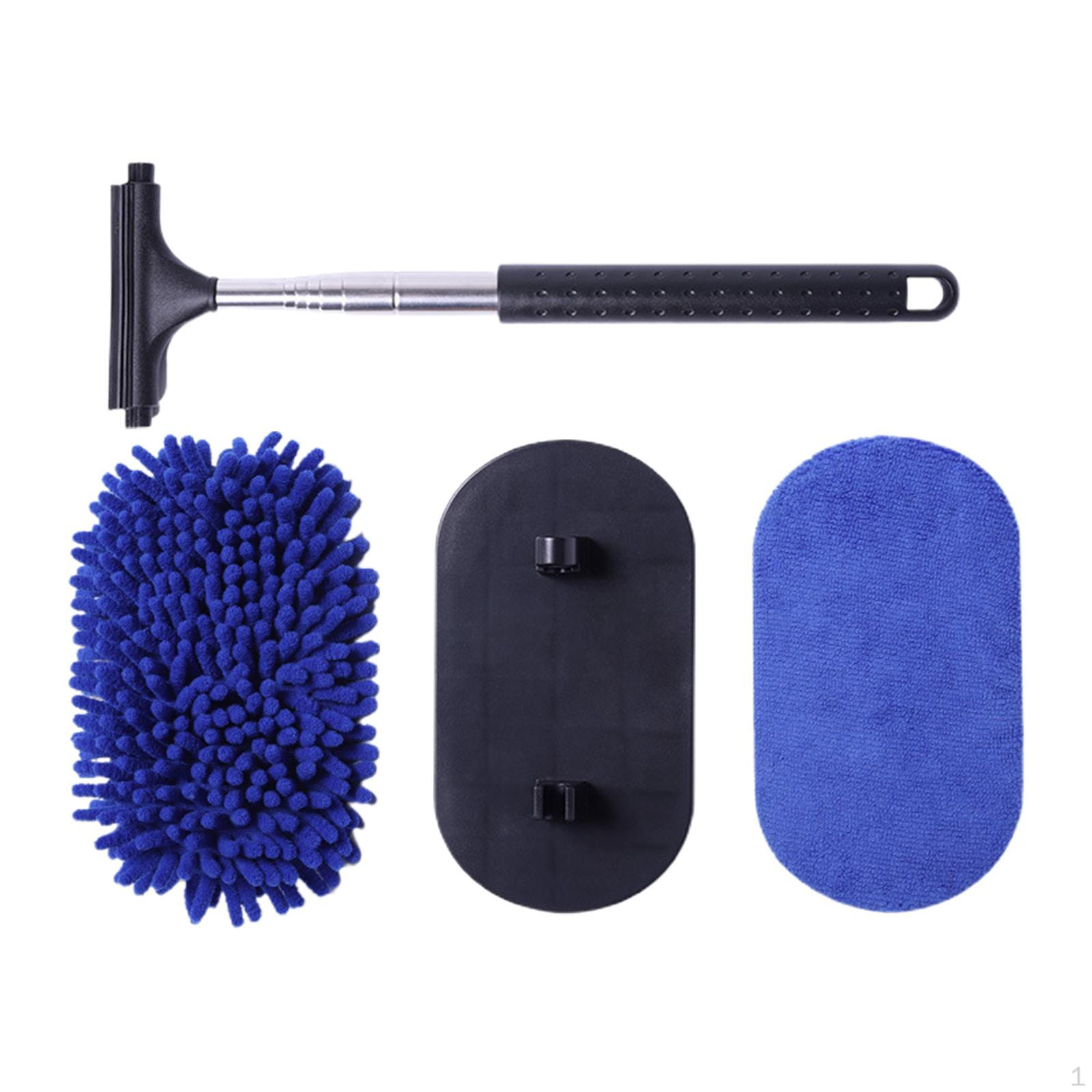 Car Wash Brush Mop Kit Side Mirror Squeegee with Long Handle,Washable 3 in 1 Reusable,Car Rearview