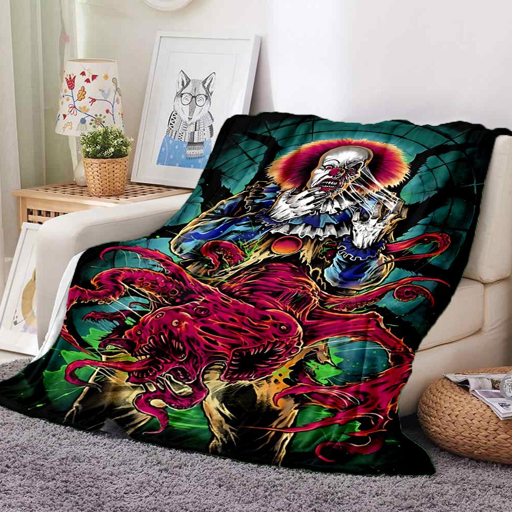 Horror Clown Flannel Blanket Throw Blanket Soft Warm Sofa Bed Camping Car home Decor Unique Christmas Gift C9302668