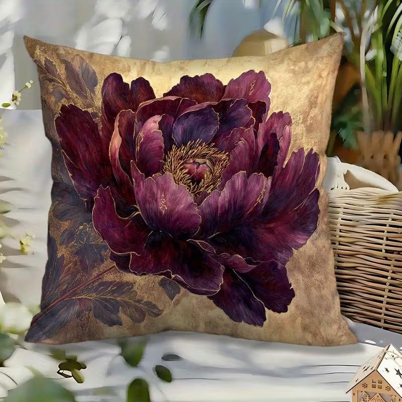 Cute Flower Print Pillowcase: 2D Flat Printing, Non-real Embroidery, Night Sofa  Night Sofa Cushion