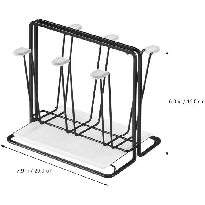 Yardwe Cup Drying Rack Japanese- Style Iron Mug Glass Bottle Organizer Tree Beer Wine Glass Shelf Drainer Stand Shelf Hook for Home Counter