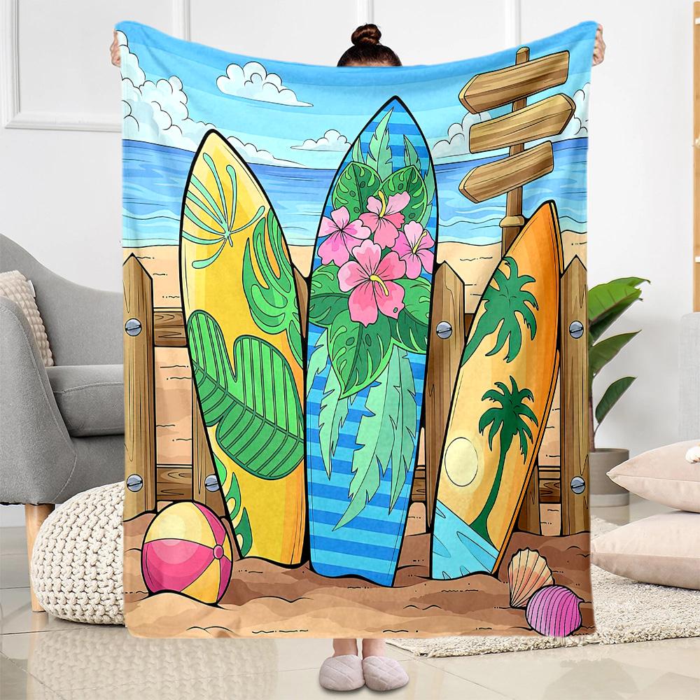 Beach Surfboard Paradise Blankets are suitable for living rooms,making them an ideal choice for outdoor travel and gifts.