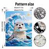 Surfing Seal Pearl Painting Kit with Frame Sparkling Bead Canvas Creative Leisure Craft for Wall Decor Gift DIY Art Project Supplies