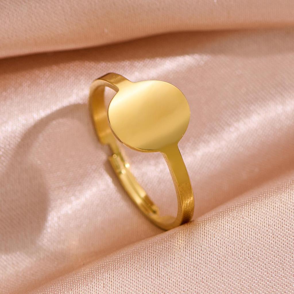 Cross-Border Fashion Stainless Steel Geometric Adjustable Round Ring