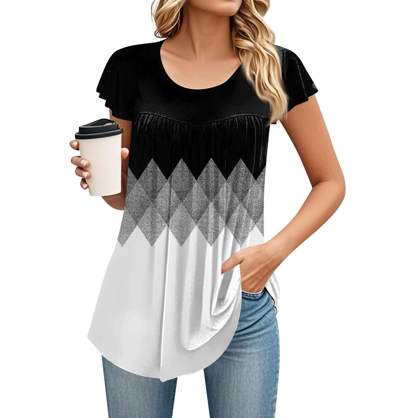 

Женская футболка средней длины с круглым вырезом и коротким рукавом, свободная повседневная футболка с коротким рукавом, топ XL чёрный