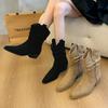  Large tube circumference Martin boots Suede stacking boots Thick leg retro short boots Thigh circumference western boots Large size women's shoes