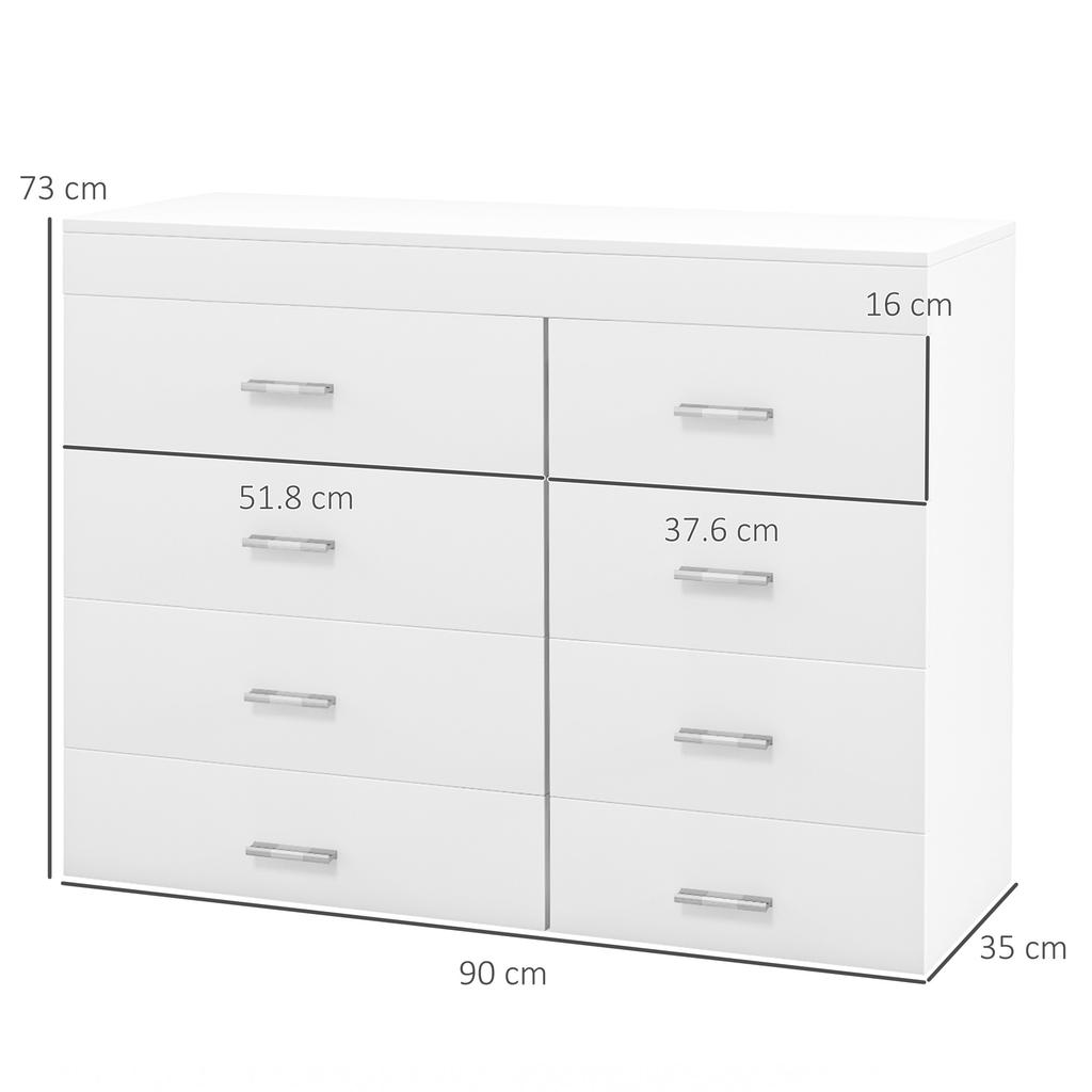 Chest of Drawers Cabinet In Wood for Bedroom, Kitchen, Bathroom 90×35×73cm White