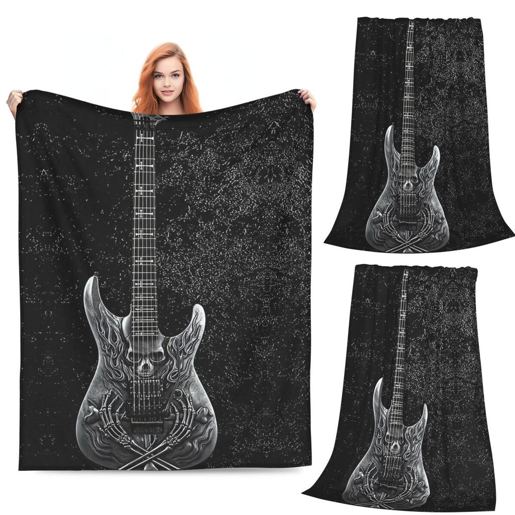 Electric Guitar 3D Classical Guitar Blanket Fleece Sofa Throw Blanket Multi-function for Bedroom Office Throws Bedspread Quilt