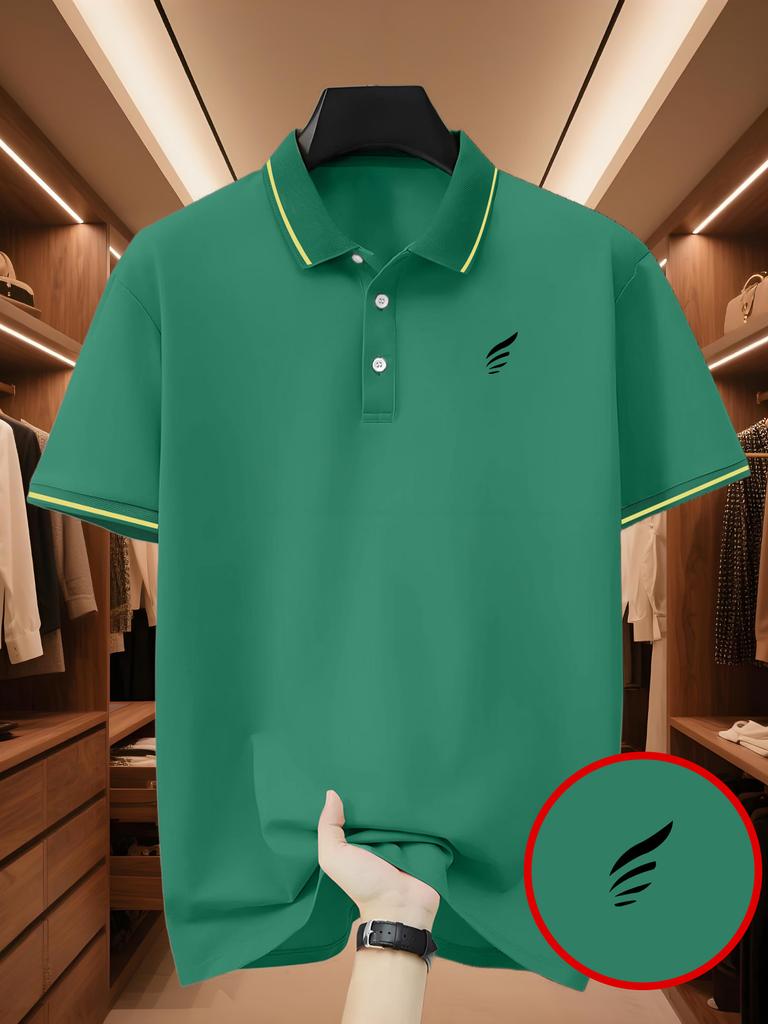 Men's Golf Polo Shirt with Wing-pattern Printed - Breathable & Short-sleeve Lapel Casual Polo Shirts for Daily Casual Wear, Gifting