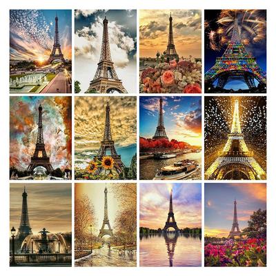 Diy 5d voller Diamant Stickerei Landschaft Platz Runde Diamant Malerei Paris Turm Mosaik Möbel Dekoration Hobby Geschenk
