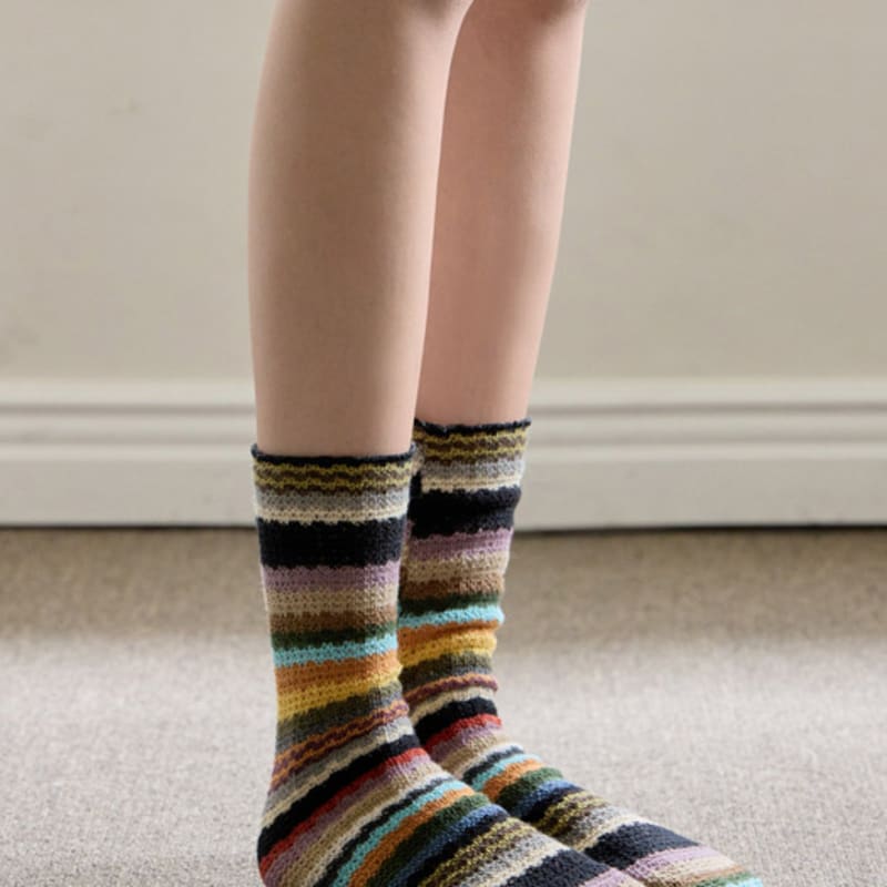 Biarritz Socks Misa Striped Crochet Knit Socks 2 Colors