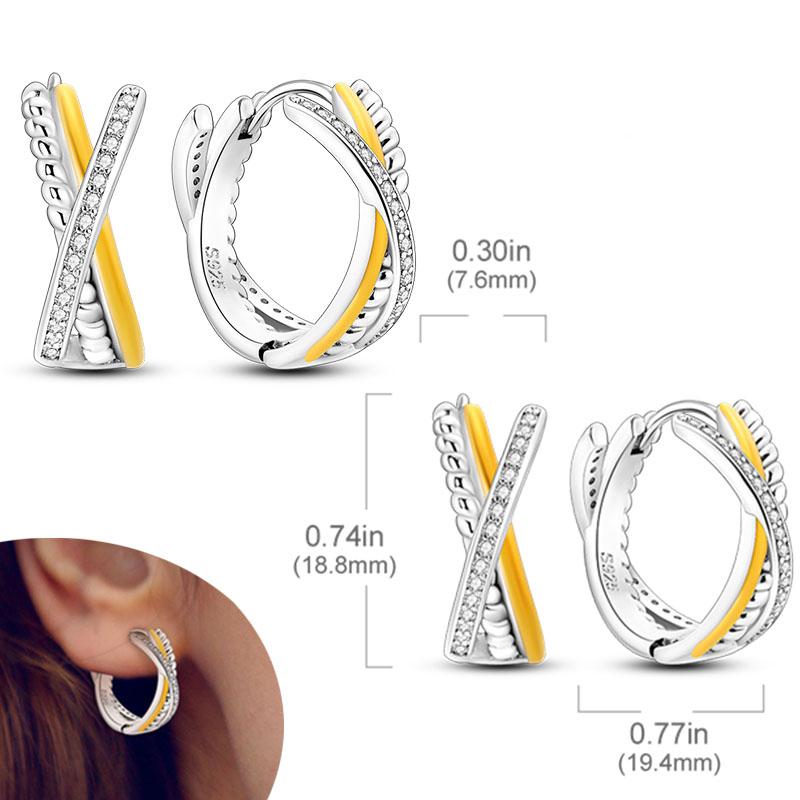 Original 925 Silver Hoops Earrings Zircon Pave Colourful Hoop Earrings For Women Fashion Jewelry Gift