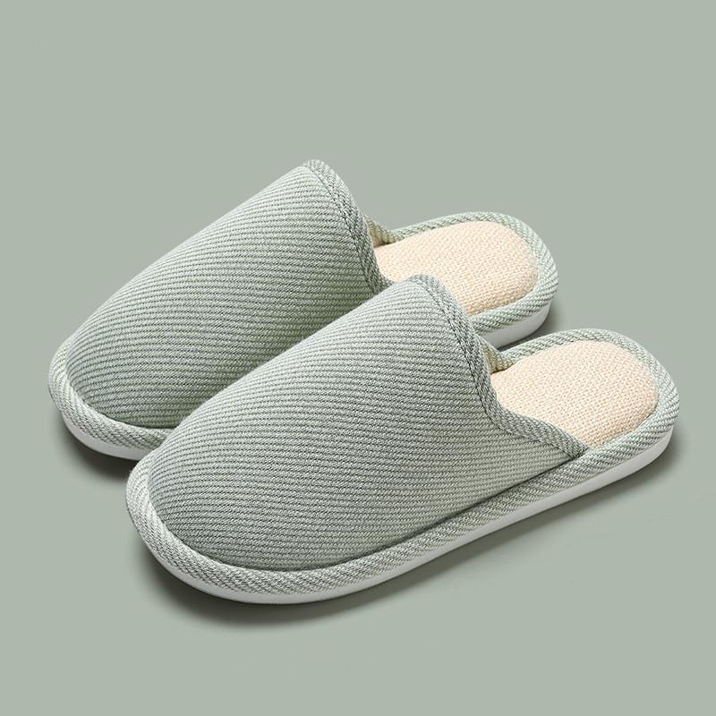 Женские и мужские льняные тапочки для дома Мягкие дышащие шлепанцы для пар Шлепанцы — фото 12