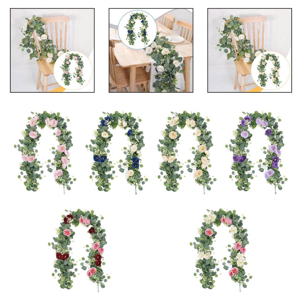 Floral Vines Greenery Garland Artificial Eucalyptus Flowers Wedding Party Table Decor for Arch Wall Fireplace Backdrop Ornament