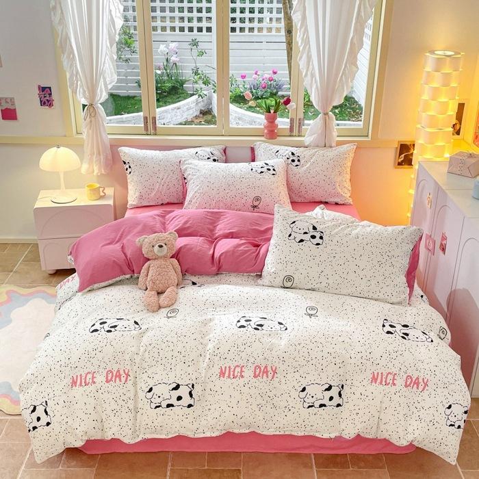 Class A Maternal And Infant Grade Washed Cotton Double-Layer Yarn4-Pcs Set Bed Hat Student Bed 3-Pcs Set Bed Sheet Quilt Cover Quilt Cover