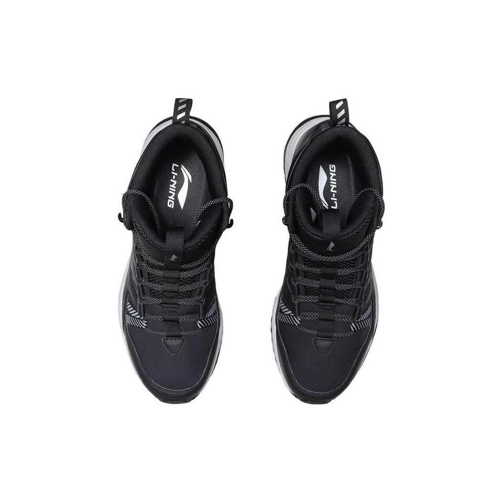 Li Ning Cushioning Slip Resistant Abrasion Resistant High top Running Shoes Men's Standard Black ARHP215-2