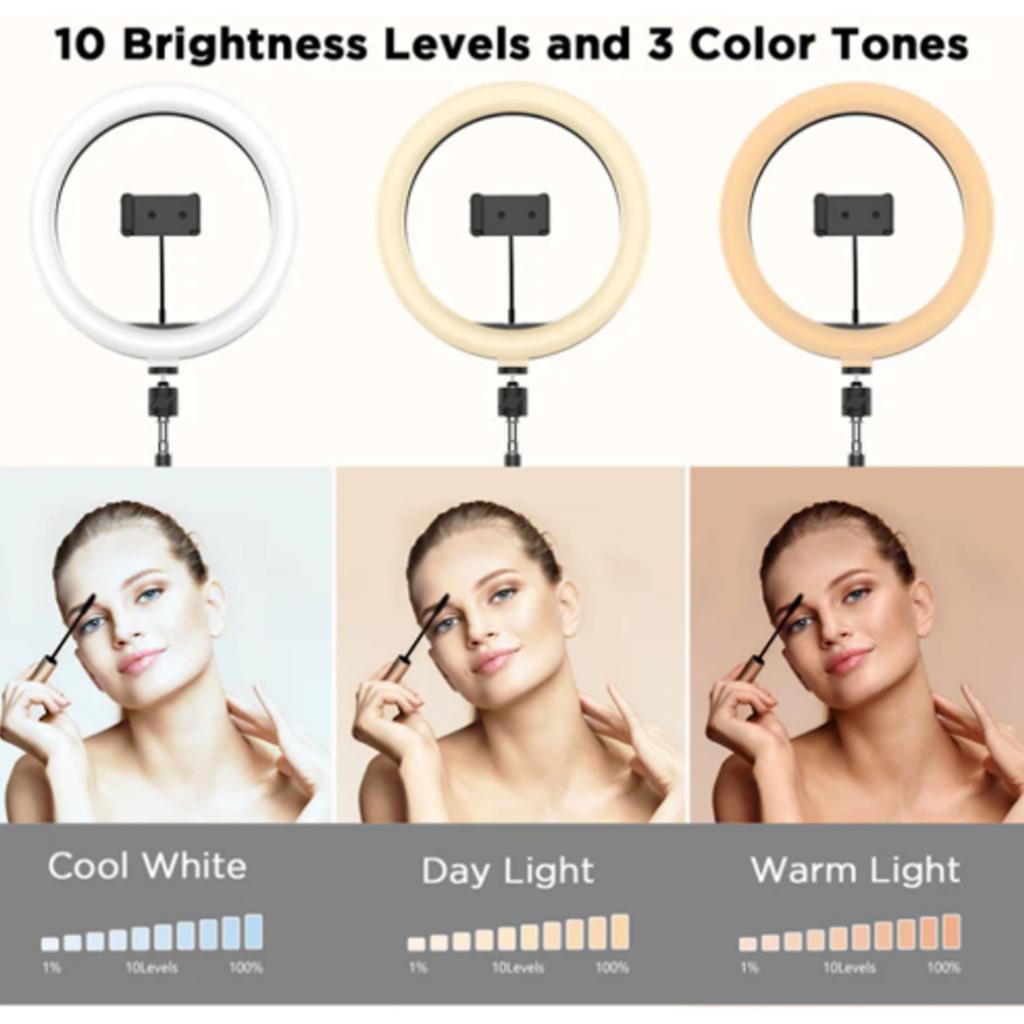 10,2" LED Selfie-Ringlicht mit Stativ und 2 Telefonhaltern Ringlicht