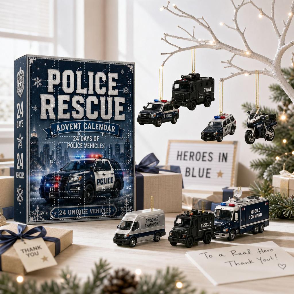 2026 Christmas Countdown Calenda, 24 Rescue Vehicle Christmas Tree Ornament,Holiday Gift for Christmas
