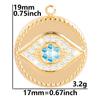 6pcs Real Gold Plated Blue/Dark Blue Rhinestone Evil Eye Pendant Stainless Steel Turkish Eye Charms For Jewelry Making Supplies
