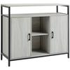 Modernes Holz-Sideboard mit 2 Schränken und Regalen, Küchen- und Eingangsschrank Hellgrau, 100x34x87.2cm