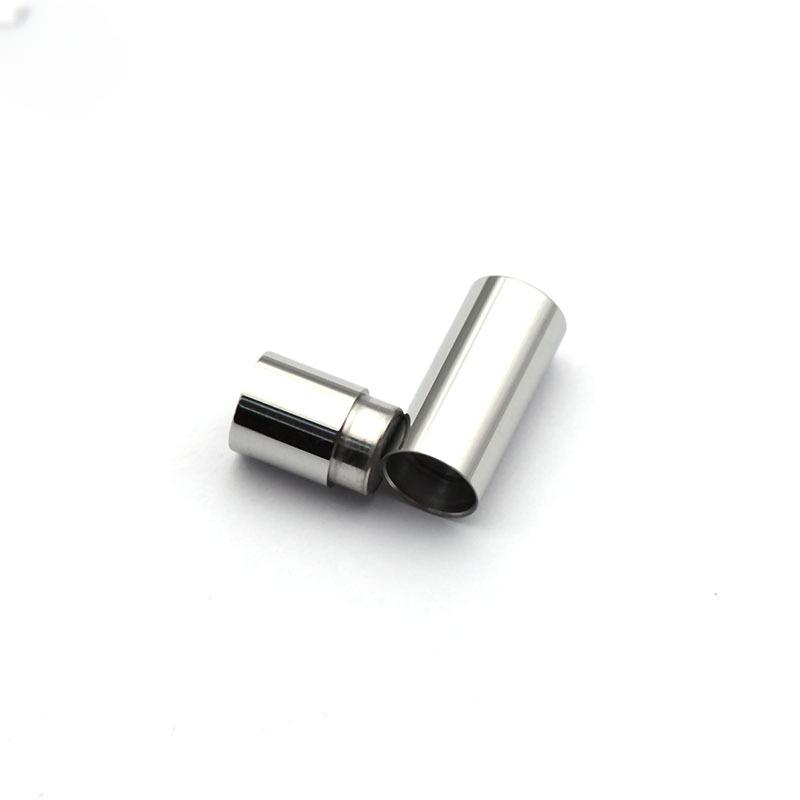 5Pcs/Lot Stainless Steel Buckle Straight Through Titanium Steel Magnetic Clasp Leather Rope Bracelet Connection Diy Making