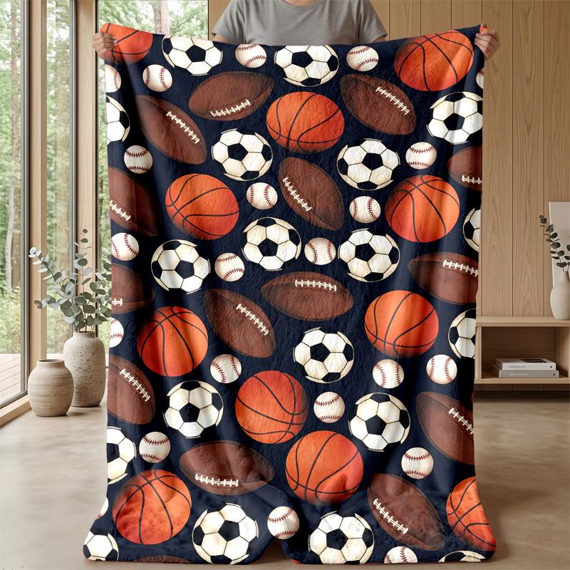 Sports Ball Pattern 7 Theme blanket Lightweight Warm Flannel Blanket Decorative Throw Blanket for Home Decoration