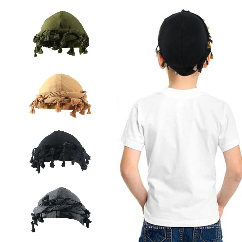 Trendy Youth Tassel Hat Adjustable Teen Hat Breathable Turban Headscarf Hat for Casual and Outdoor Activity