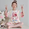 Girls Cotton Cartoon Pajama Set Short Sleeve Shorts Sleepwear Kids 8 Years