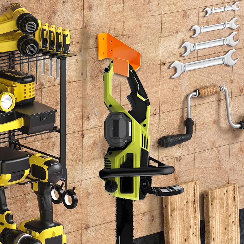 Stainless Steel Chainsaw Hook Holder Wall-Mounted Chainsaw Hanger Heavy Duty Shed Organizer Hook  for Garden and Workshop