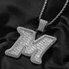 THE BLING KING Big Baguettecz Letter M Pendan Iced Out Cubic Square Zirconia Charm Choker Necklace Hiphop Jewelry
