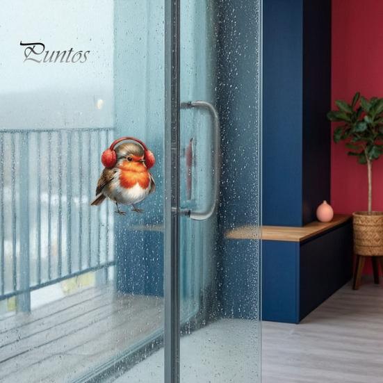 Outdoor Balcony Glass Decorations Christmas Bird Static Window Stickers, PVC Waterproof Decorative Decals Durable Indoor Accents for Holiday
