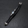 Pulseira Retrô Masculina Olho Grego Fecho Largo Tecida à Mão Pulseiras de Couro Multicamadas Bangles Joias de Luxo Presente