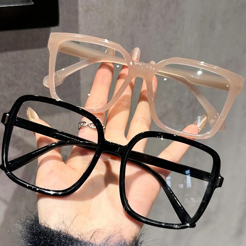 

2Pcs Casual And Fashionable Rectangular Large-Frame Glasses With Transparent Lenses Suitable For Daily Wear And Office Use