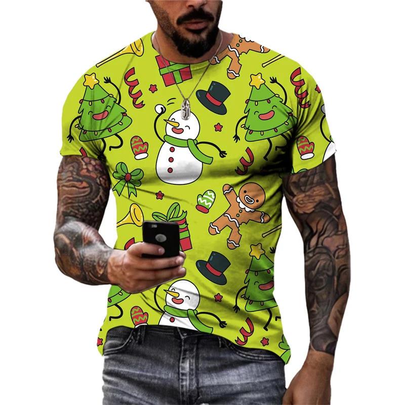 Christmas Party Christmas Gift Harajuku 3D Printed Men's and Women's New Round Neck Short Sleeved Children's Fashionable T-shirt
