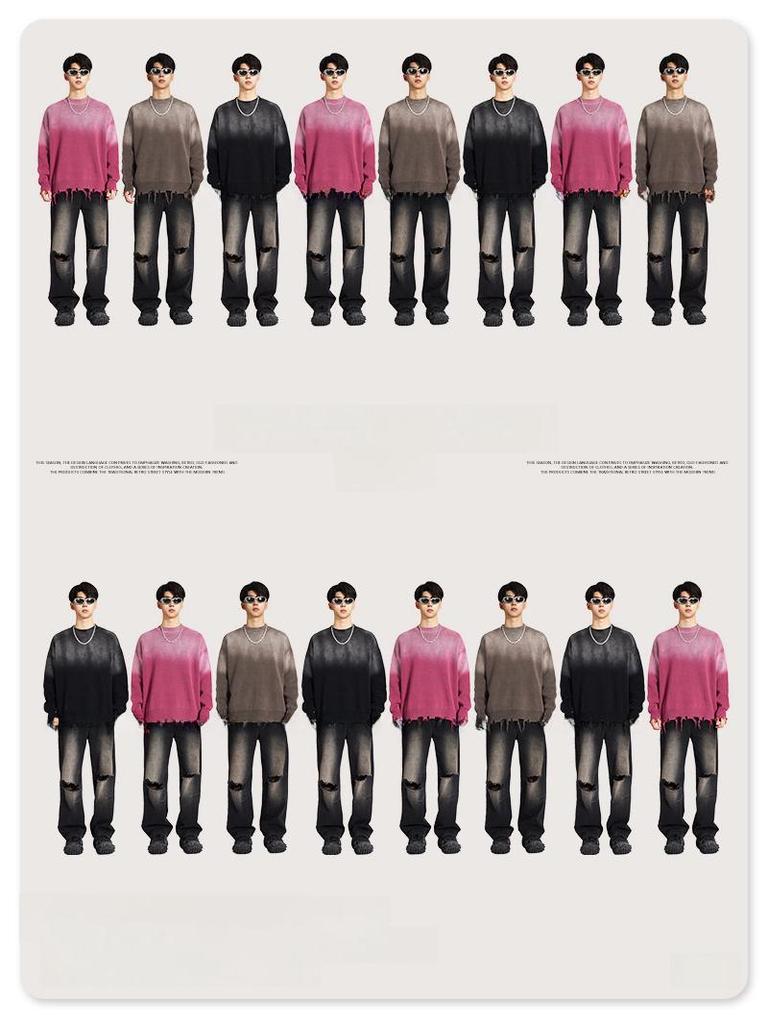 BE Men's American Retro Gradient Knit Sweater - Autumn/Winter Collection