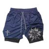 Muay Thai Kick Boxing MMA Shorts Cross Christian God Men Women Unisex Double Layer Quick Dry Breathable Sport Gym Fitness Workout