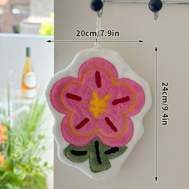 Blumenform Handtuch Super Saugfähig Reinigungstuch Badezimmer Küche Aufhängbar Handwisch Tuch Verdickt Taschentuch Spültuch