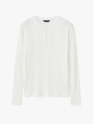 Le Mad Henley Neck Sleeve Knit - White